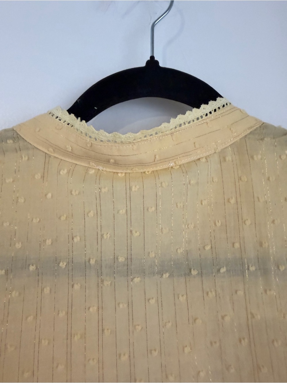 easel Yellow Ruffle Lace Button-Front Blouse - Picture 9 of 9